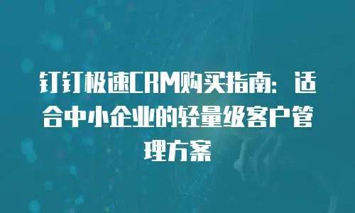 钉钉极速CRM购买指南：适合中小企业的轻量级客户管理方案