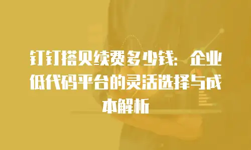 钉钉搭贝续费多少钱：企业低代码平台的灵活选择与成本解析