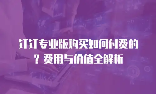 钉钉专业版购买如何付费的？费用与价值全解析
