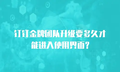 钉钉金牌团队升级要多久才能进入使用界面？