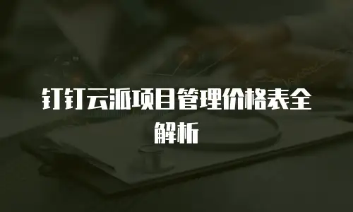钉钉云派项目管理价格表全解析