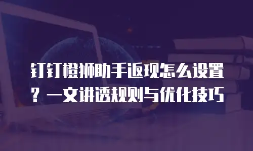 钉钉橙狮助手返现怎么设置？一文讲透规则与优化技巧
