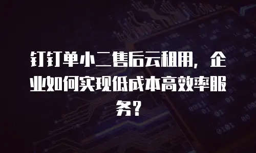 钉钉单小二售后云租用，企业如何实现低成本高效率服务？