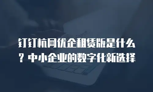 钉钉杭网优企租赁版是什么？中小企业的数字化新选择