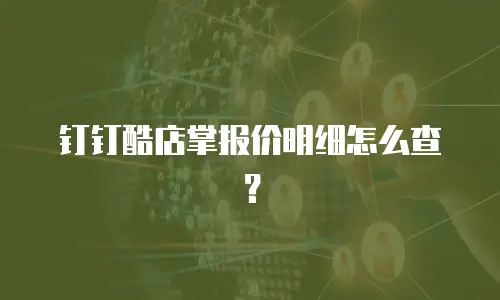 钉钉酷店掌报价明细怎么查？