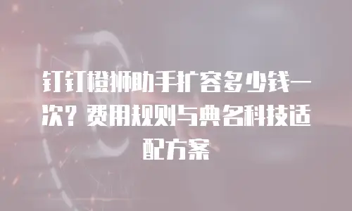 钉钉橙狮助手扩容多少钱一次？费用规则与典名科技适配方案