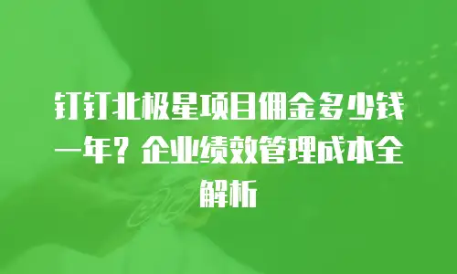 钉钉北极星项目佣金多少钱一年？企业绩效管理成本全解析