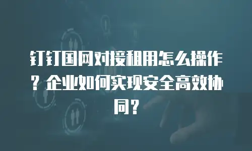 钉钉国网对接租用怎么操作？企业如何实现安全高效协同？