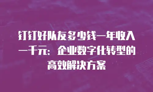 钉钉好队友多少钱一年收入一千元：企业数字化转型的高效解决方案