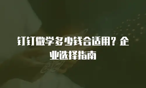 钉钉微学多少钱合适用？企业选择指南