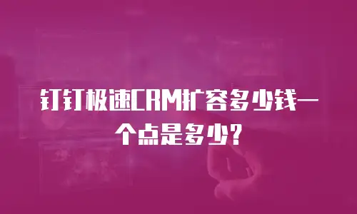 钉钉极速CRM扩容多少钱一个点是多少？