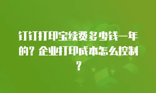 钉钉打印宝续费多少钱一年的？企业打印成本怎么控制？