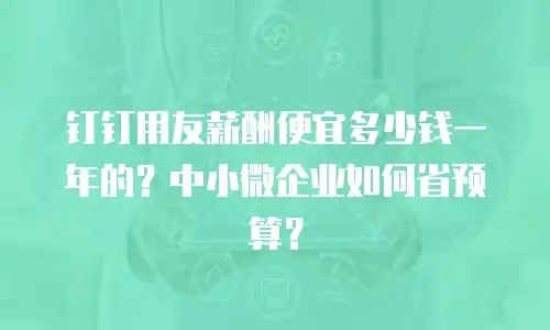 钉钉用友薪酬便宜多少钱一年的？中小微企业如何省预算？