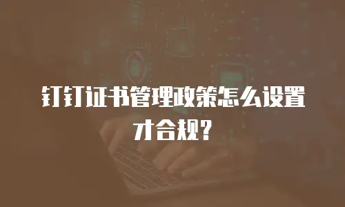 钉钉证书管理政策怎么设置才合规？