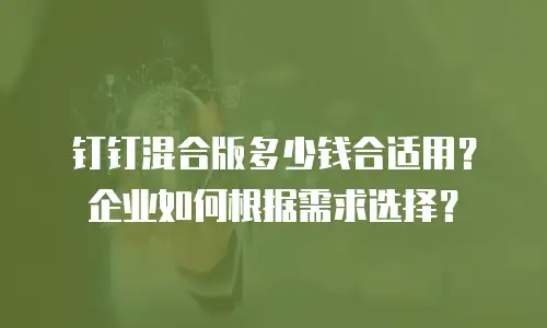 钉钉混合版多少钱合适用？企业如何根据需求选择？