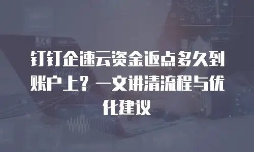 钉钉企速云资金返点多久到账户上？一文讲清流程与优化建议