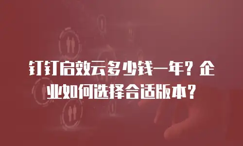 钉钉启效云多少钱一年？企业如何选择合适版本？