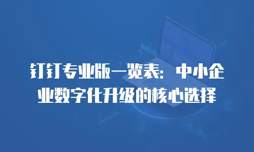 钉钉专业版一览表：中小企业数字化升级的核心选择