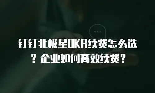 钉钉北极星OKR续费怎么选？企业如何高效续费？