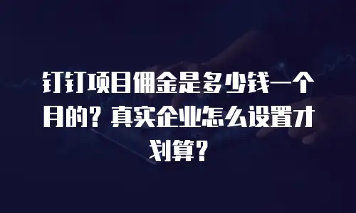 钉钉项目佣金是多少钱一个月的？真实企业怎么设置才划算？