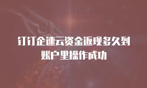 钉钉企速云资金返现多久到账户里操作成功