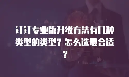 钉钉专业版升级方法有几种类型的类型？怎么选最合适？