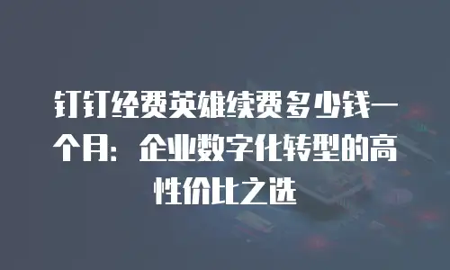 钉钉经费英雄续费多少钱一个月：企业数字化转型的高性价比之选