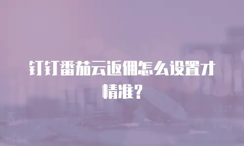 钉钉番茄云返佣怎么设置才精准？