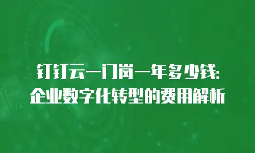 钉钉云一门岗一年多少钱：企业数字化转型的费用解析