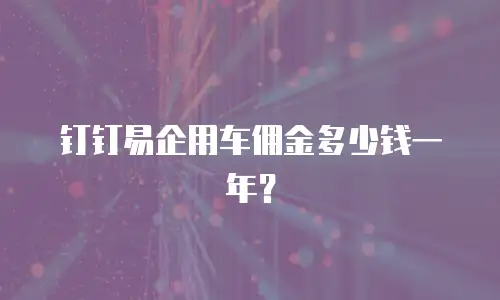 钉钉易企用车佣金多少钱一年？