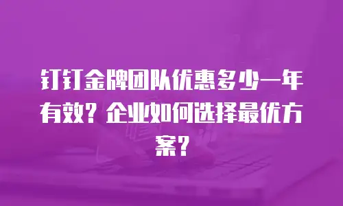 钉钉金牌团队优惠多少一年有效？企业如何选择最优方案？