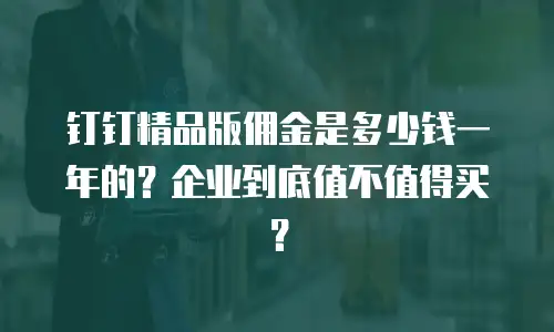 钉钉精品版佣金是多少钱一年的？企业到底值不值得买？