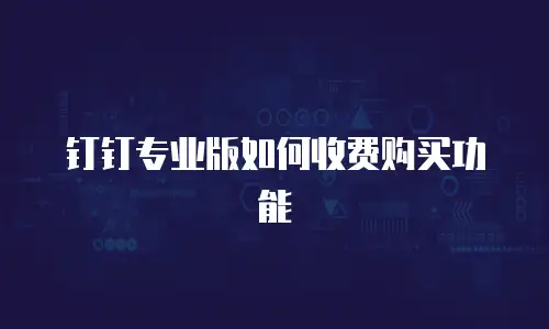 钉钉专业版如何收费购买功能