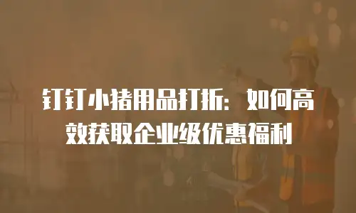 钉钉小猪用品打折：如何高效获取企业级优惠福利