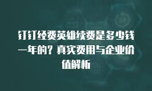 钉钉经费英雄续费是多少钱一年的？真实费用与企业价值解析