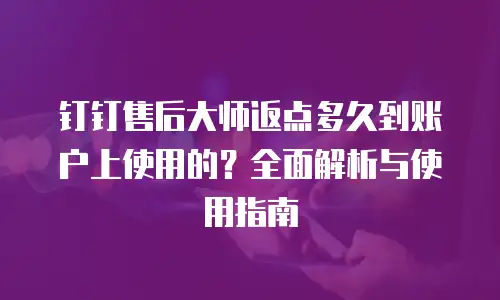 钉钉售后大师返点多久到账户上使用的？全面解析与使用指南