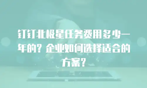 钉钉北极星任务费用多少一年的？企业如何选择适合的方案？