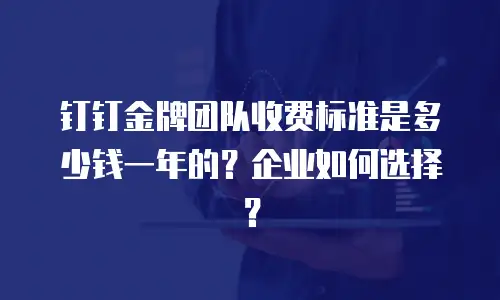 钉钉金牌团队收费标准是多少钱一年的？企业如何选择？