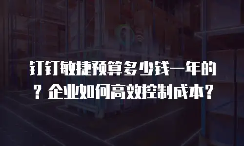 钉钉敏捷预算多少钱一年的？企业如何高效控制成本？