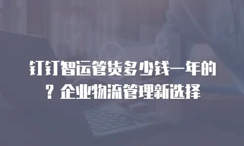 钉钉智运管货多少钱一年的？企业物流管理新选择