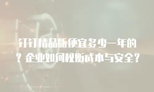 钉钉精品版便宜多少一年的？企业如何权衡成本与安全？