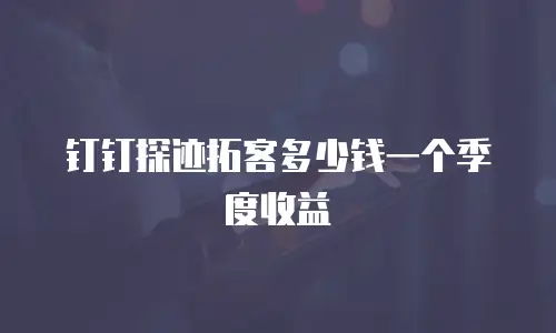 钉钉探迹拓客多少钱一个季度收益