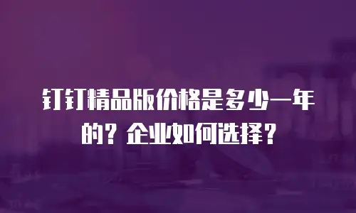 钉钉精品版价格是多少一年的？企业如何选择？