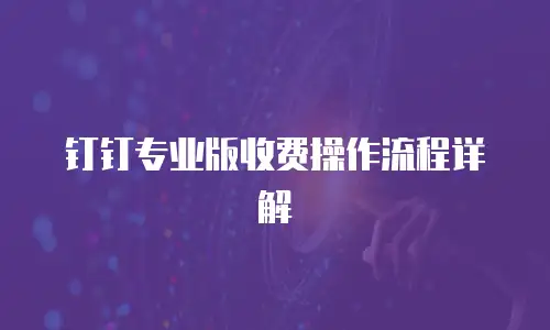 钉钉专业版收费操作流程详解