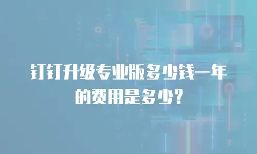 钉钉升级专业版多少钱一年的费用是多少？