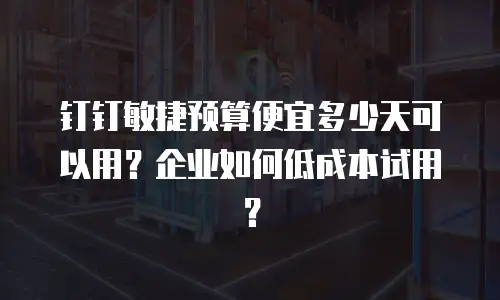 钉钉敏捷预算便宜多少天可以用？企业如何低成本试用？