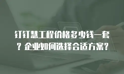 钉钉慧工程价格多少钱一套？企业如何选择合适方案？