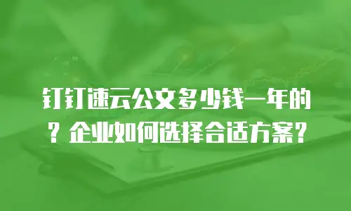 钉钉速云公文多少钱一年的？企业如何选择合适方案？