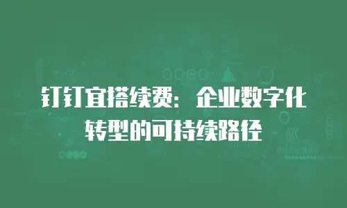 钉钉宜搭续费：企业数字化转型的可持续路径