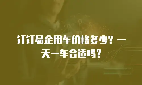 钉钉易企用车价格多少？一天一车合适吗？